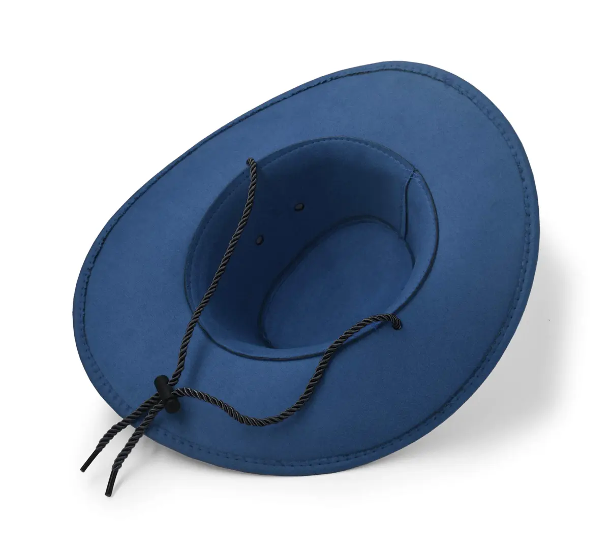 UltraKey Navy Faux Felt Leather Suede Cowboy Hat with Chin Strap | UPF 30+ Sun Protection - view 7