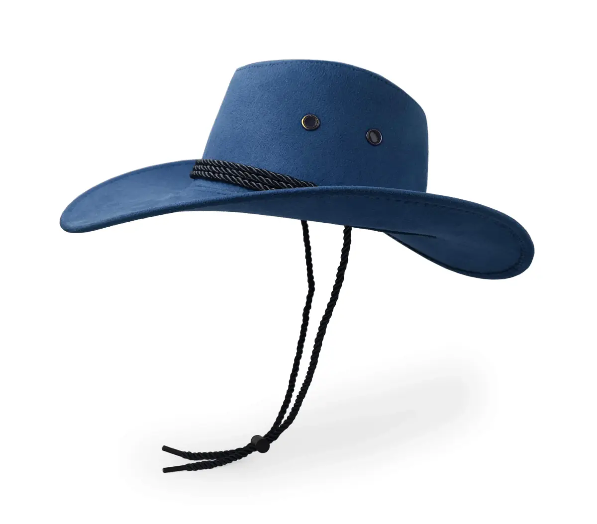 UltraKey Navy Faux Felt Leather Suede Cowboy Hat with Chin Strap | UPF 30+ Sun Protection - view 3