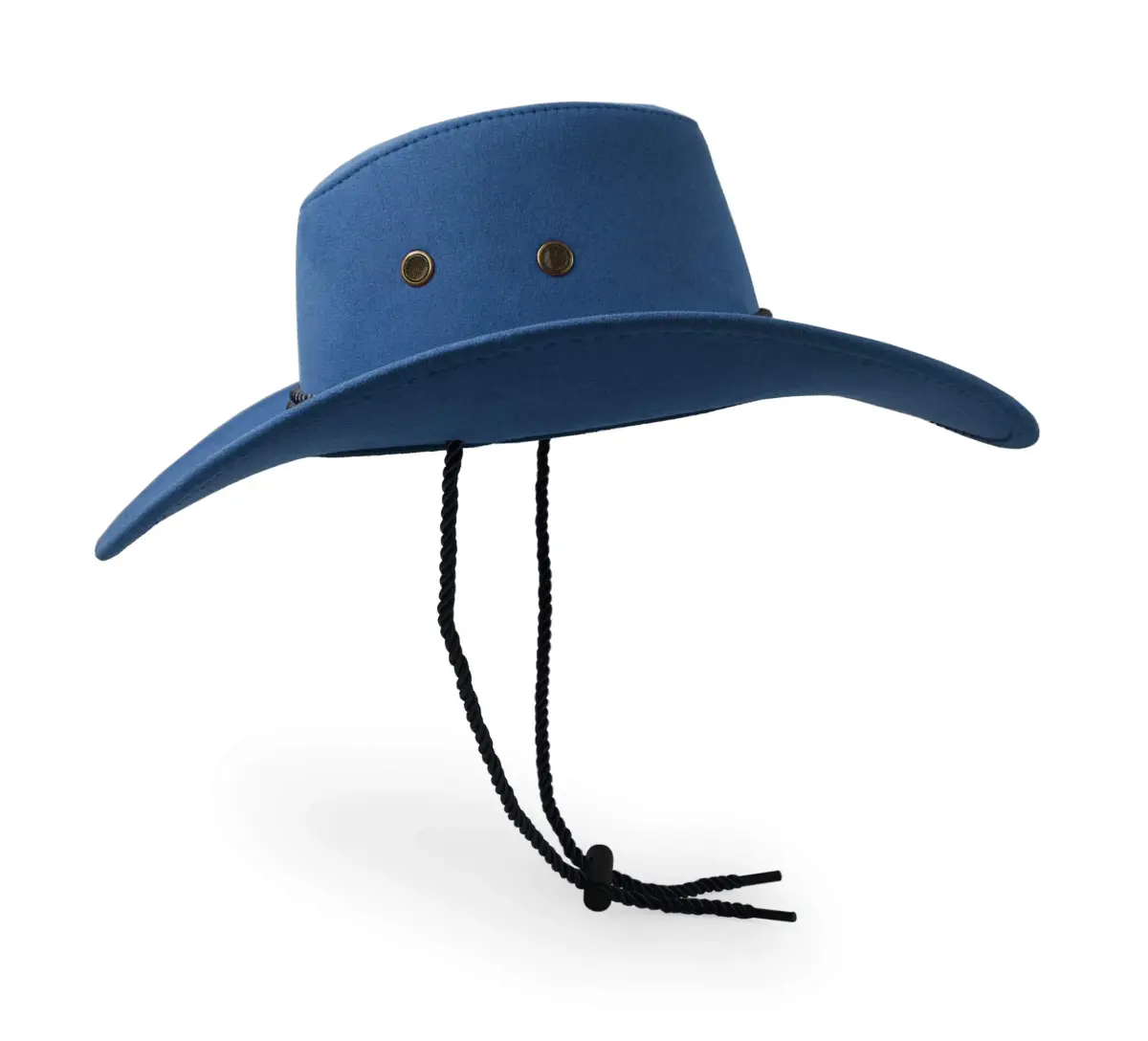 UltraKey Navy Faux Felt Leather Suede Cowboy Hat with Chin Strap | UPF 30+ Sun Protection - view 4