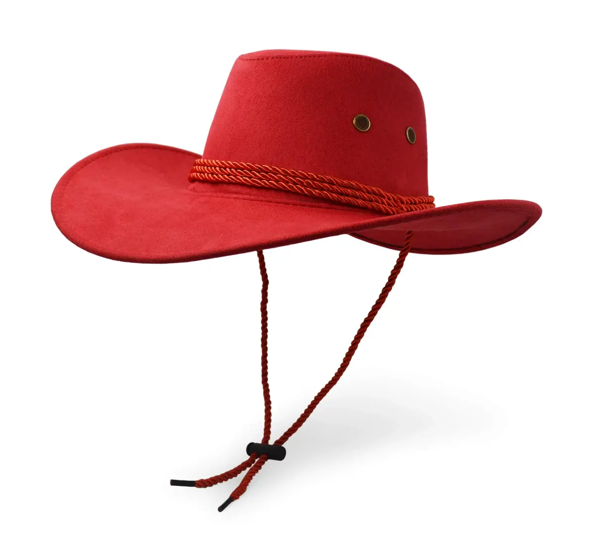 UltraKey Red Cowboy Hat with Chin Strap | Wide Brim Sun Protection for Outdoor Activities - main product image