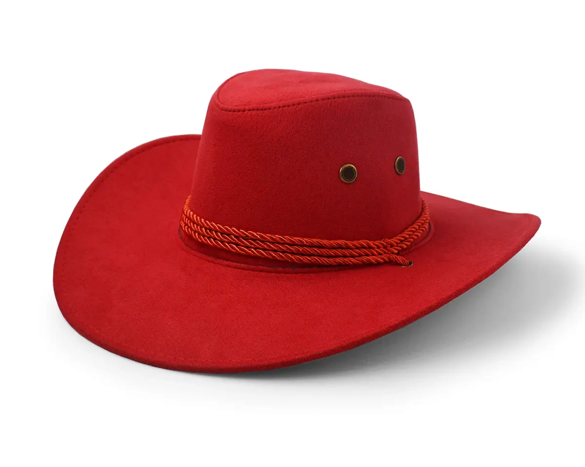 UltraKey Red Cowboy Hat with Chin Strap | Wide Brim Sun Protection for Outdoor Activities - view 5