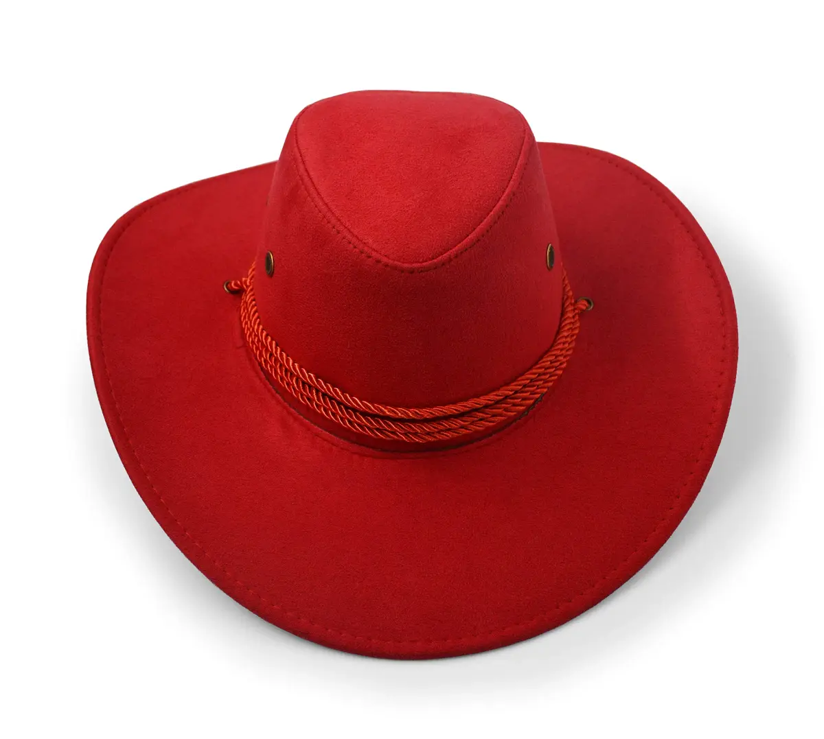 UltraKey Red Cowboy Hat with Chin Strap | Wide Brim Sun Protection for Outdoor Activities - view 6