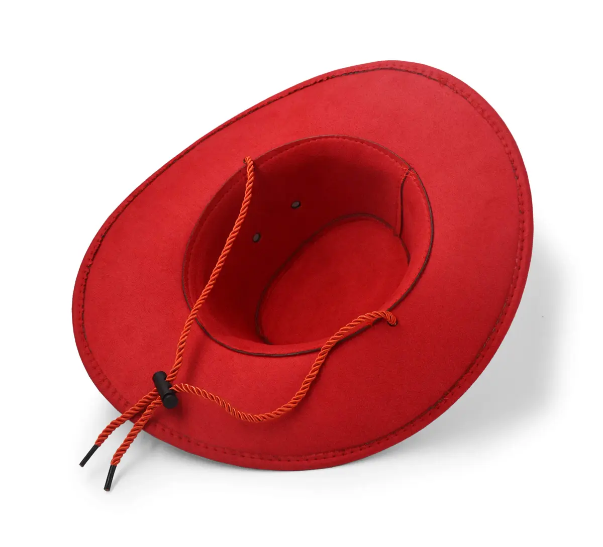 UltraKey Red Cowboy Hat with Chin Strap | Wide Brim Sun Protection for Outdoor Activities - view 7