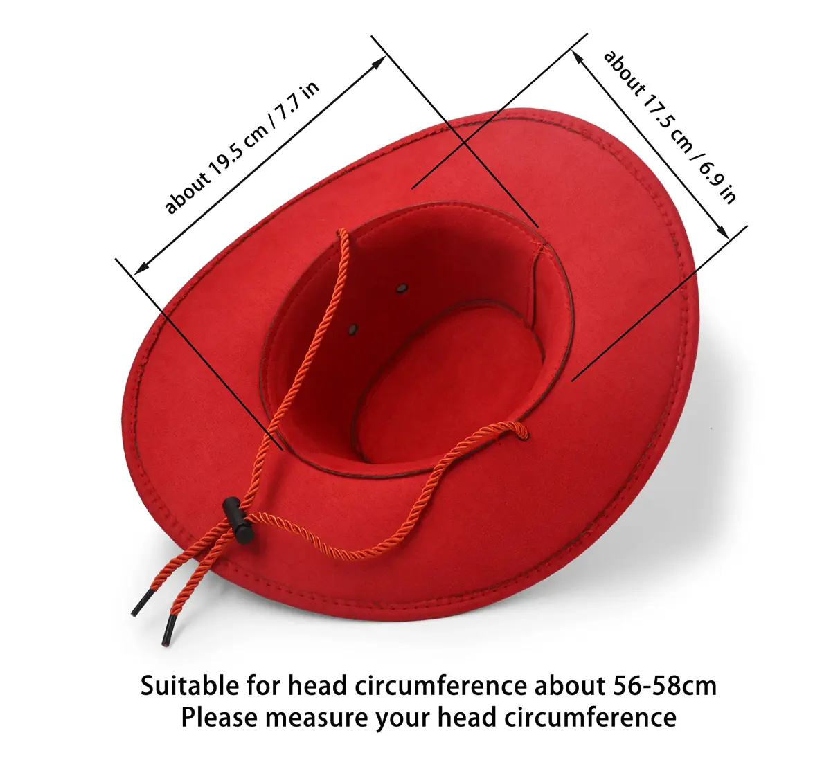 UltraKey Red Cowboy Hat with Chin Strap | Wide Brim Sun Protection for Outdoor Activities - view 8