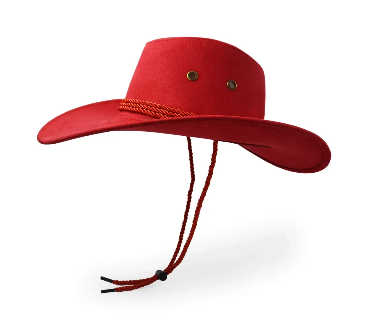 UltraKey Red Cowboy Hat with Chin Strap | Wide Brim Sun Protection for Outdoor Activities - view 3