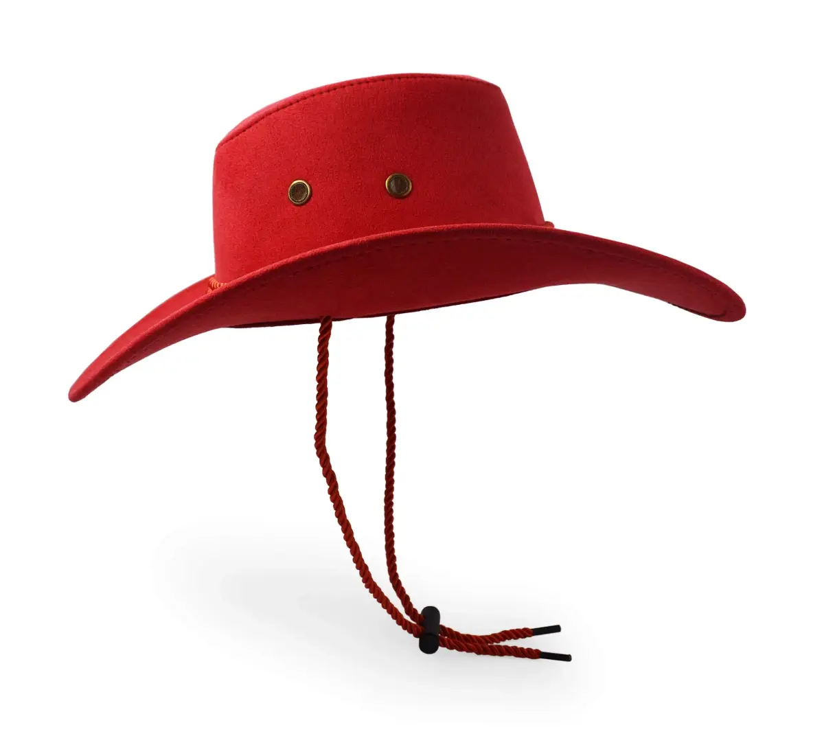 UltraKey Red Cowboy Hat with Chin Strap | Wide Brim Sun Protection for Outdoor Activities - view 4