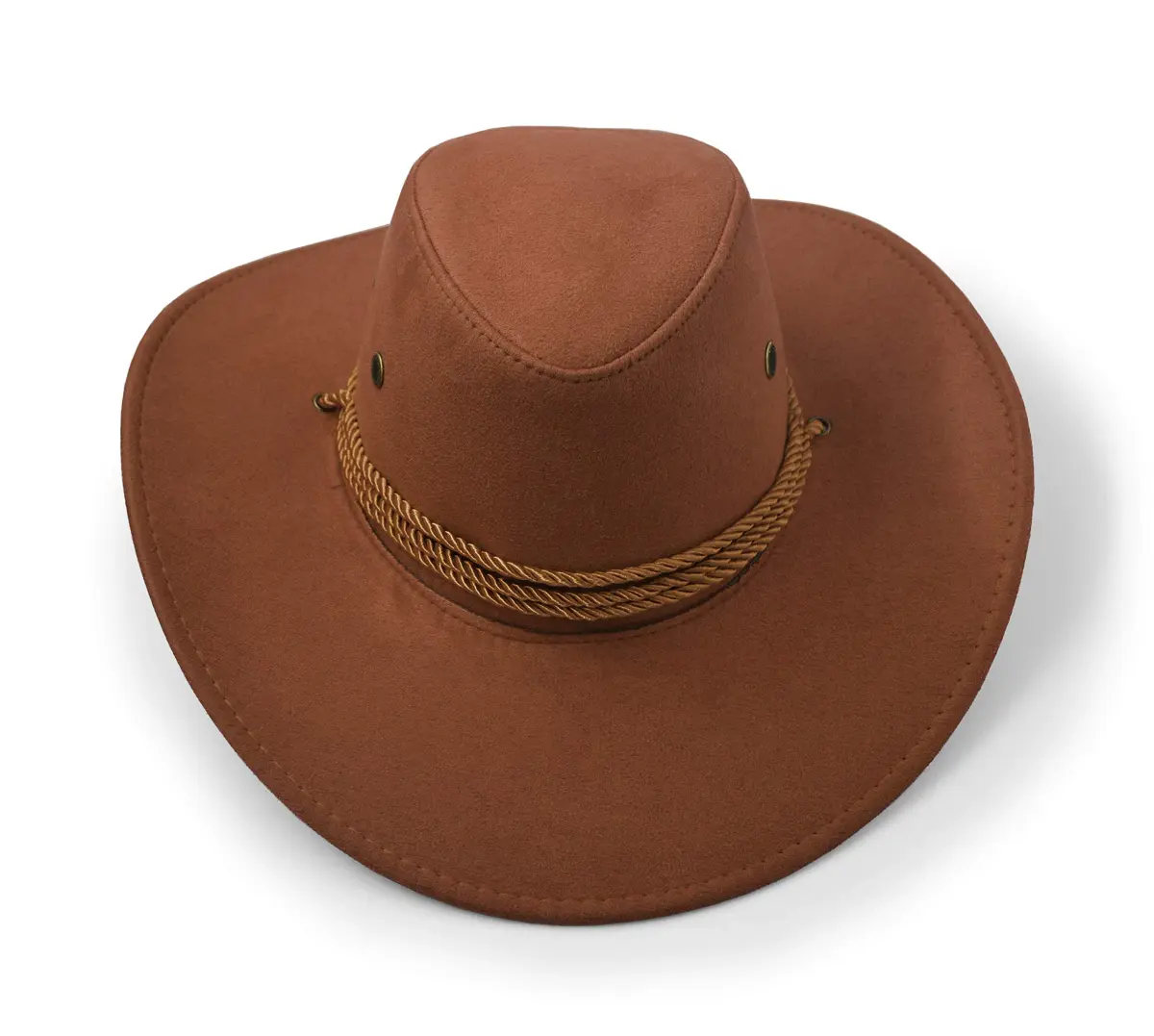 UltraKey Cowboy Hat Faux Felt Leather Suede Travel Cap Brown | Wide Brim Sun Protection for Outdoor Activities - view 6