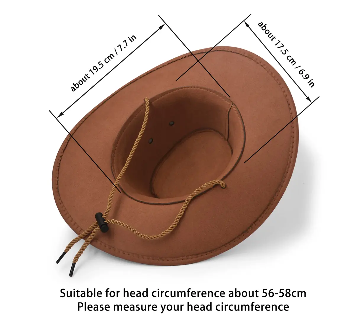 UltraKey Cowboy Hat Faux Felt Leather Suede Travel Cap Brown | Wide Brim Sun Protection for Outdoor Activities - view 8