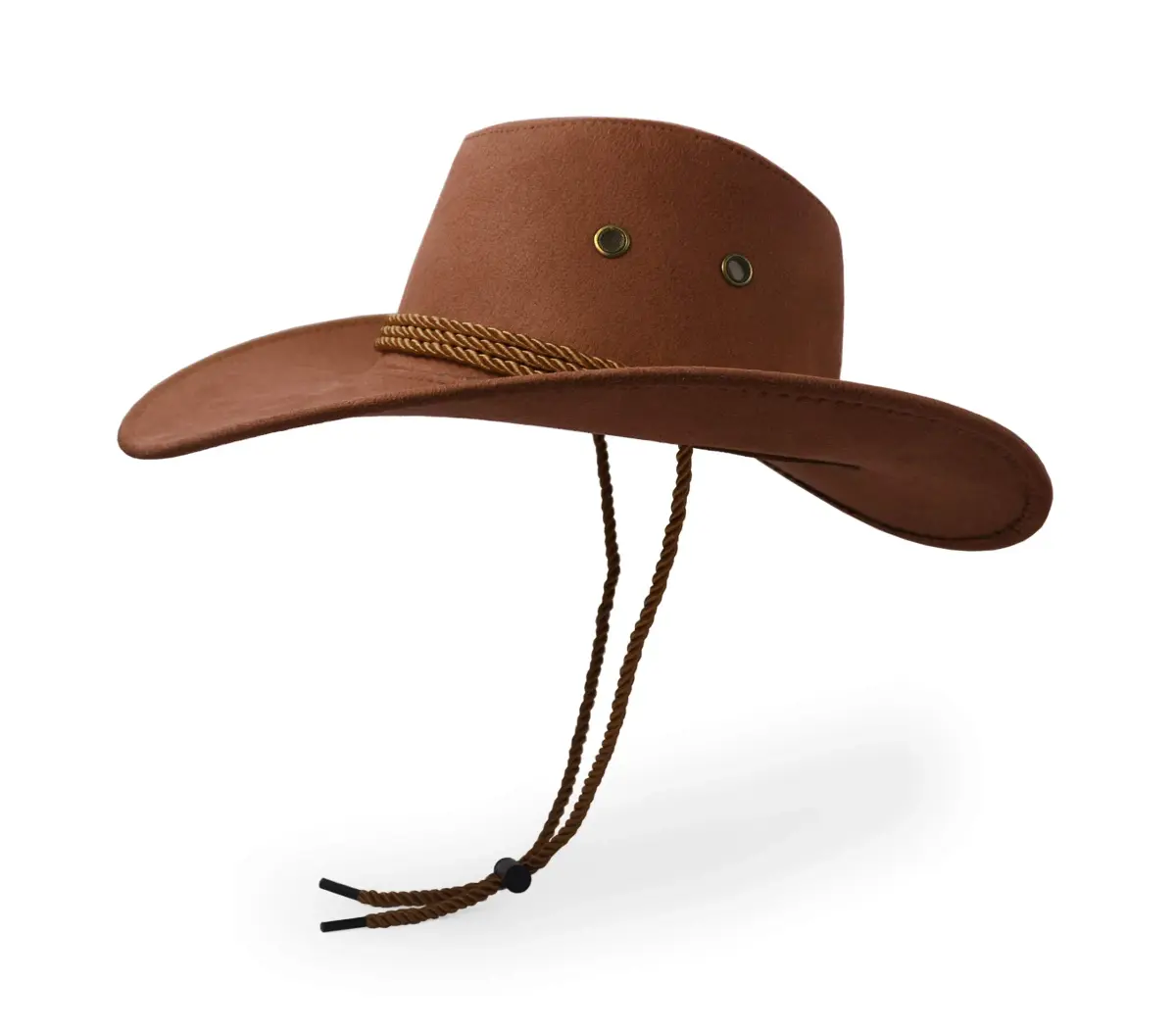 UltraKey Cowboy Hat Faux Felt Leather Suede Travel Cap Brown | Wide Brim Sun Protection for Outdoor Activities - view 3