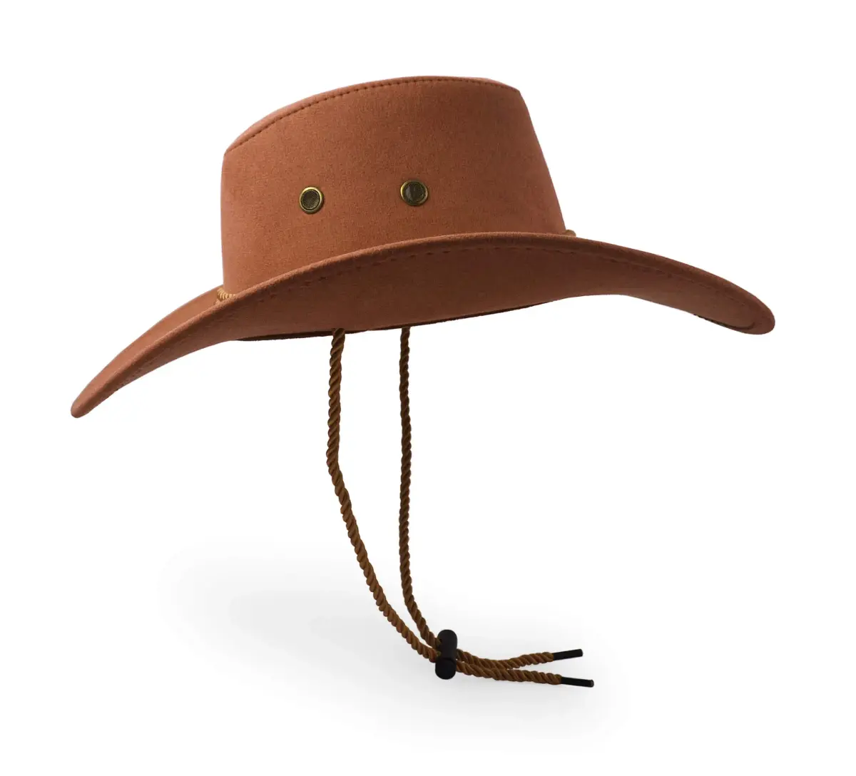UltraKey Cowboy Hat Faux Felt Leather Suede Travel Cap Brown | Wide Brim Sun Protection for Outdoor Activities - view 4