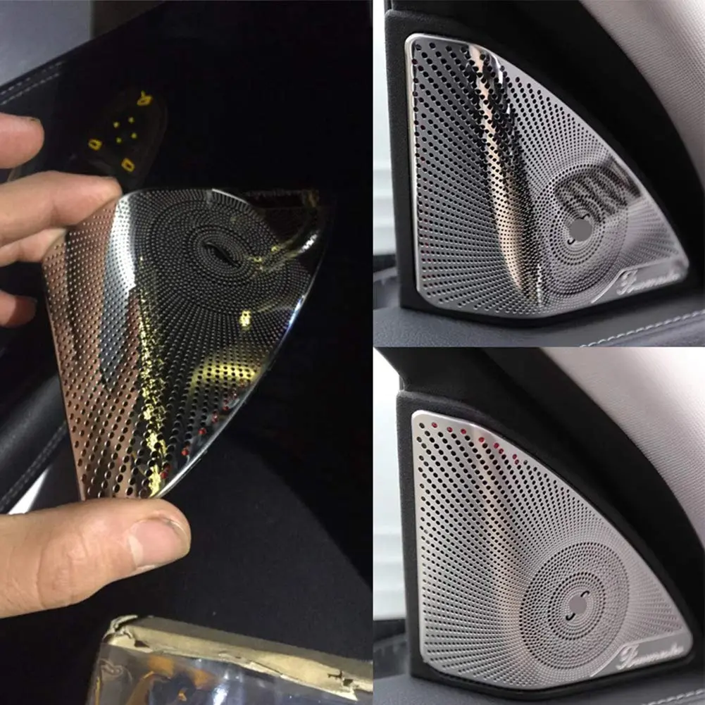 Cicony Car Door Speaker Cover Trim for Mercedes Benz W205 2015-2017 | Stainless Steel Matte Finish - view 5
