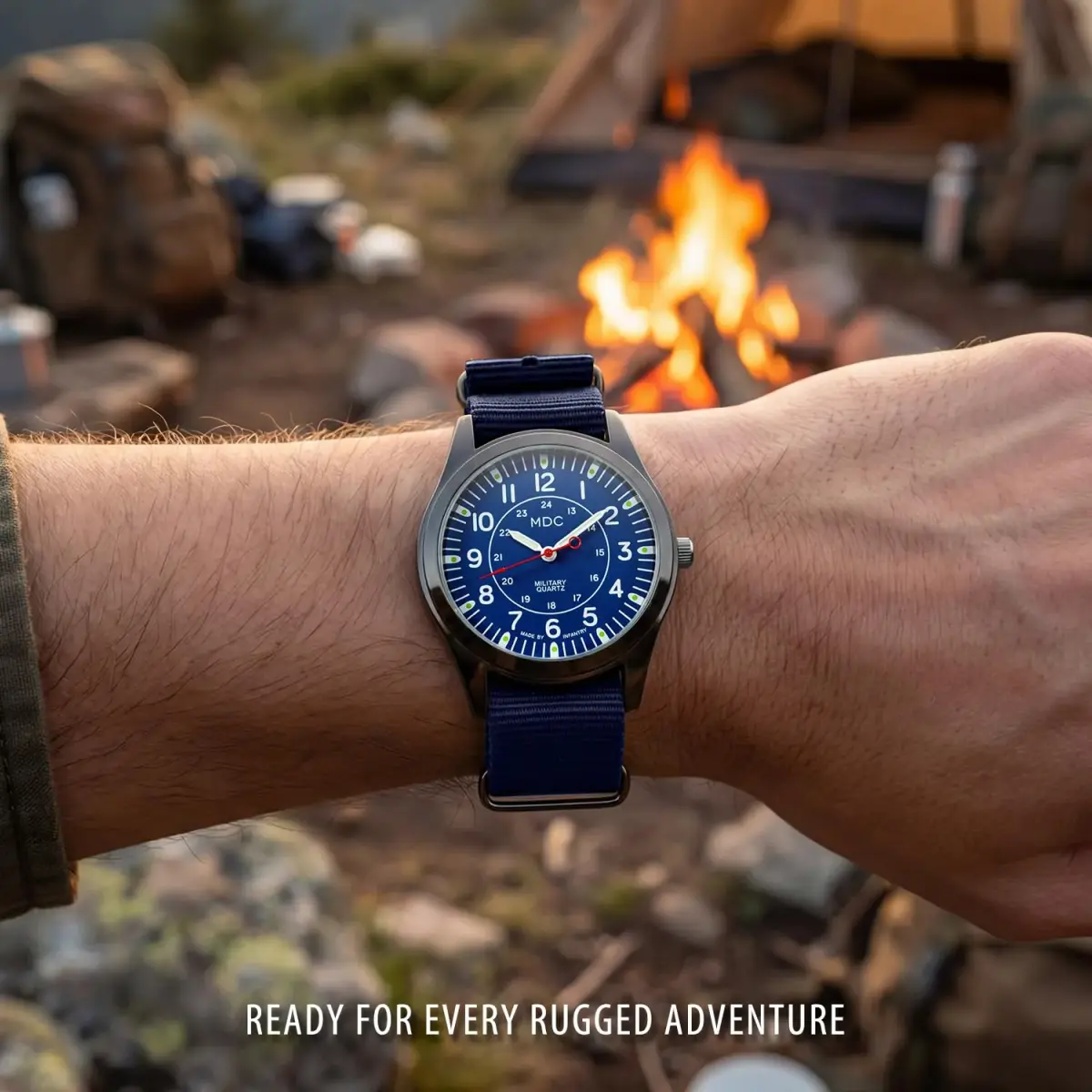 Infantry MDC Men's Field Watch 40mm Blue Nylon Strap | Japanese Quartz Movement - view 2