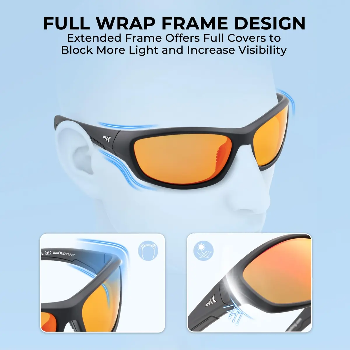KastKing Hiwassee Polarized Sport Sunglasses Wrap Design for Men & Women | 5.23 in Arm Length - view 3