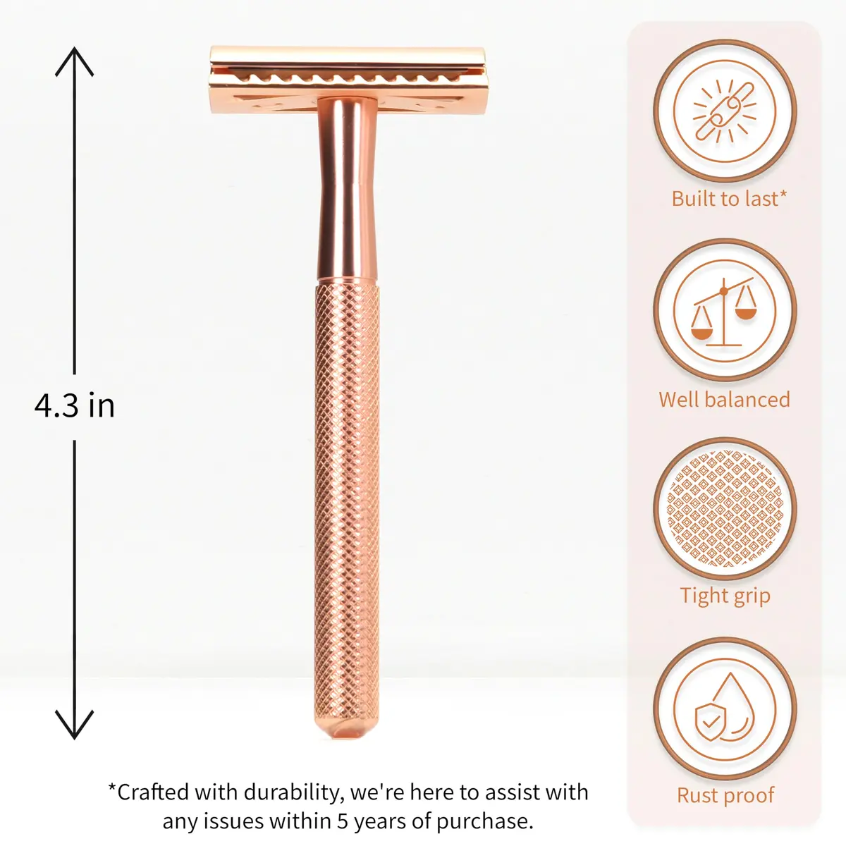 Bambaw Safety Razor for Women with 5 Double Edge Blades | Eco-Friendly, Reusable & Plastic-Free Rose Gold - view 2