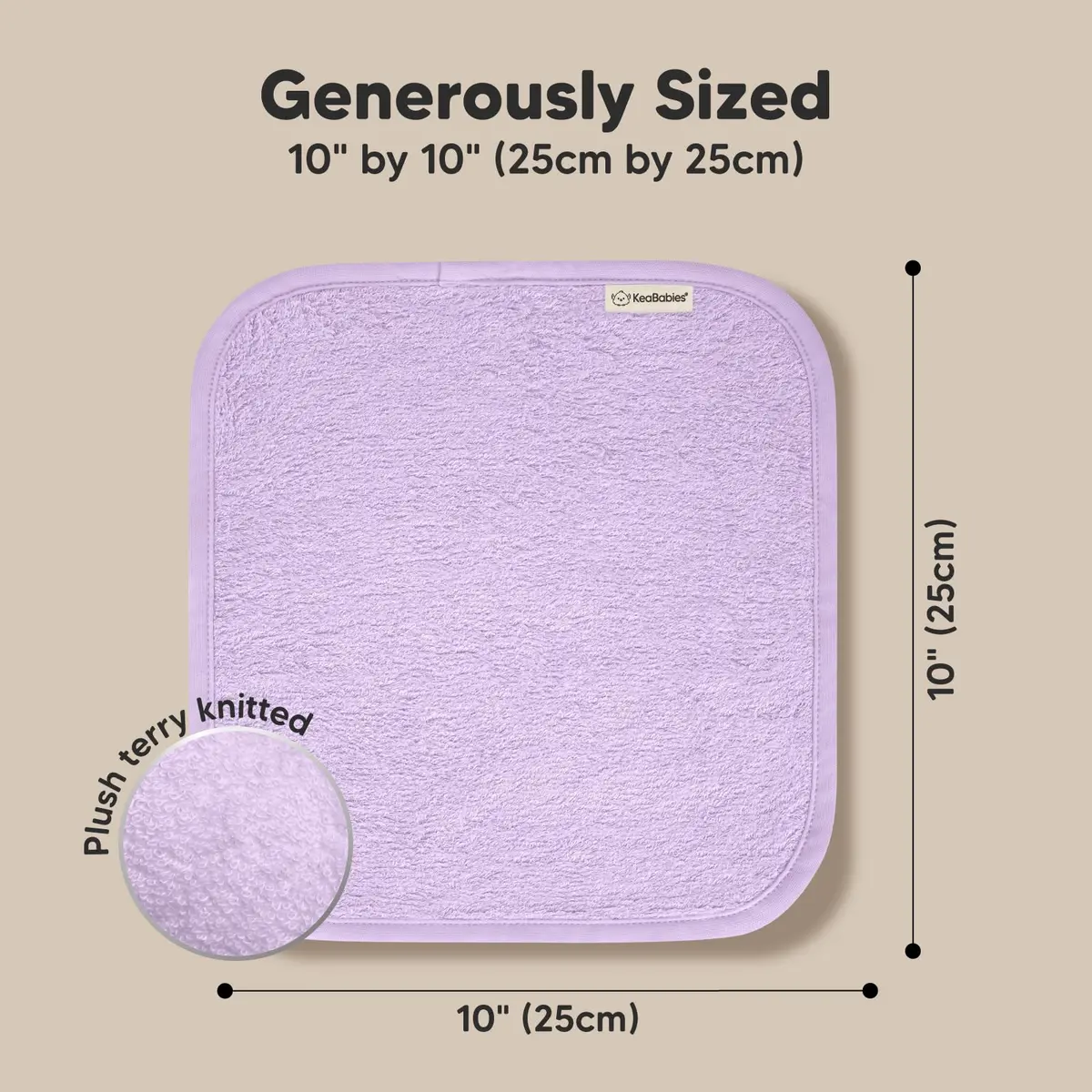 KeaBabies Baby Washcloths 10x10 in Soft Lilac | Ultra-Soft Bamboo Face & Body Cloths - view 4
