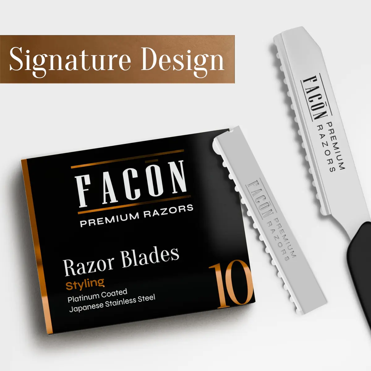 FACON Professional Hair Styling Razor Replacement Blades 10 Count | Precision Japanese Stainless Steel - view 8