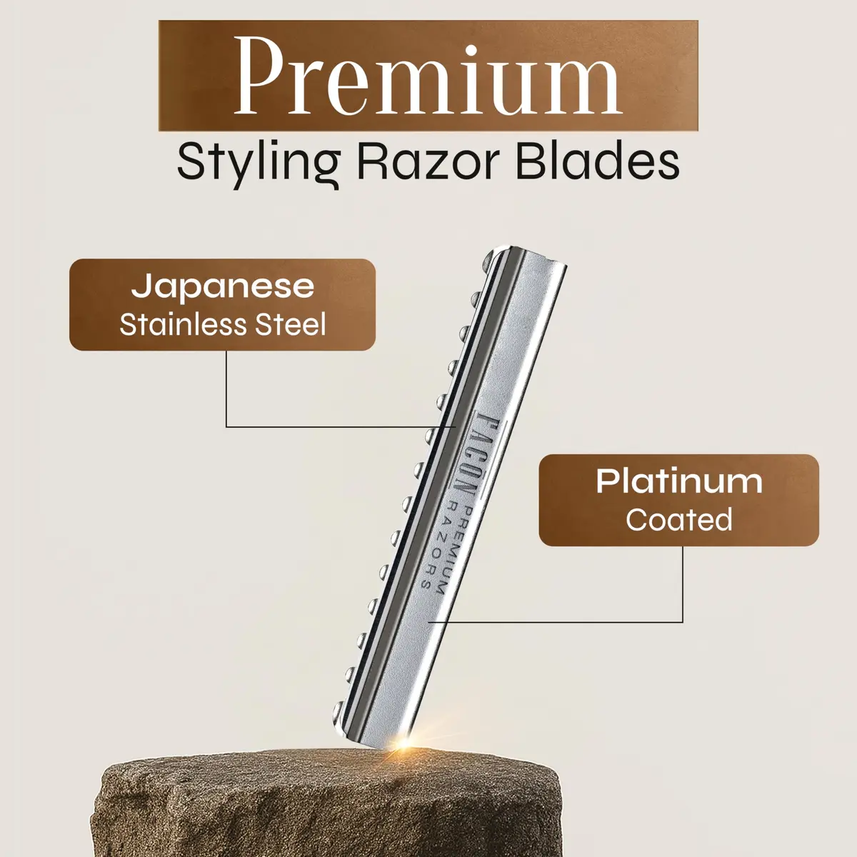 FACON Professional Hair Styling Razor Replacement Blades 10 Count | Precision Japanese Stainless Steel - view 3