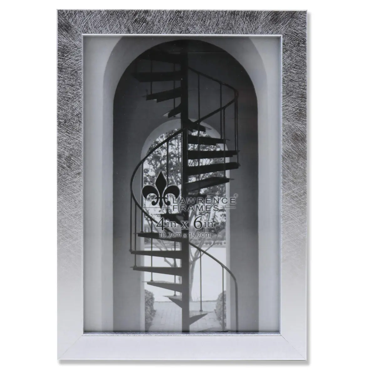Lawrence Frames Chloe Contemporary Picture Frame, 4x6, Silver | Elegant burnished silver composite design - main product image