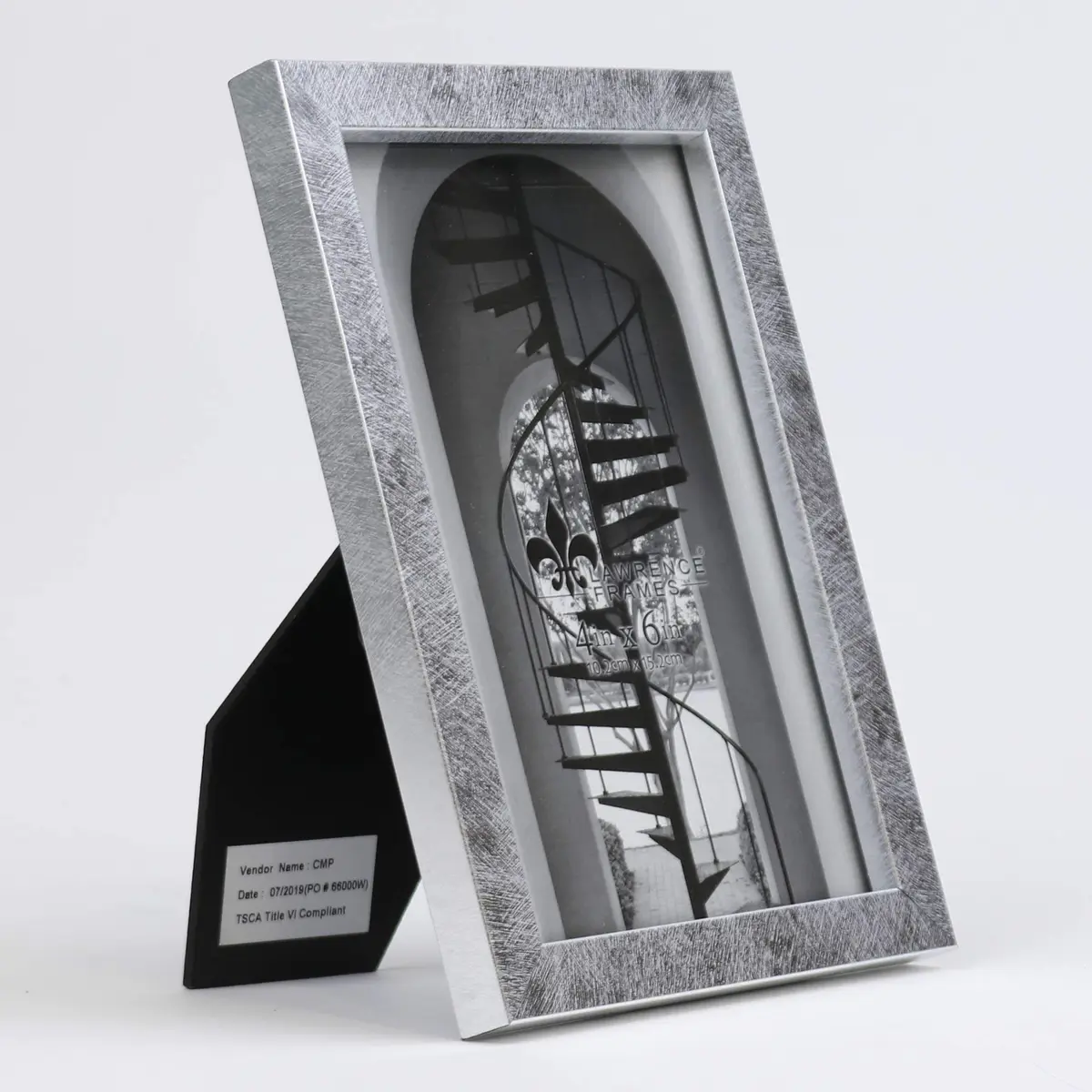 Lawrence Frames Chloe Contemporary Picture Frame, 4x6, Silver | Elegant burnished silver composite design - view 2
