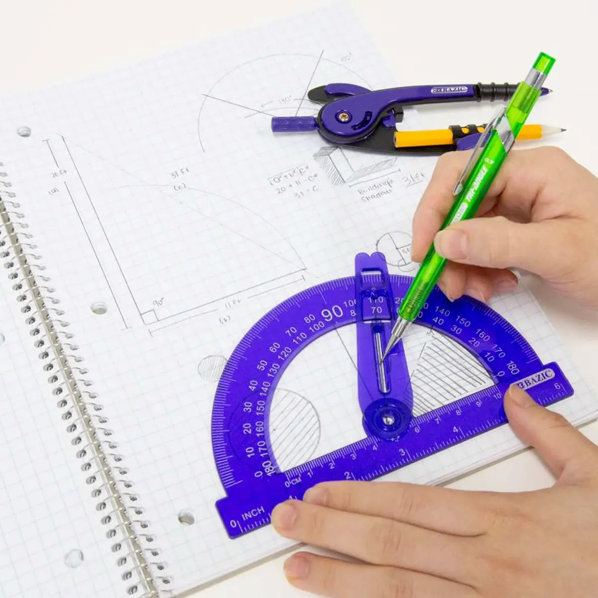 BAZIC PRODUCTS Scale-Arm Compass with #2 Wood Pencil | Geometry & Technical Drawing Tool - view 7