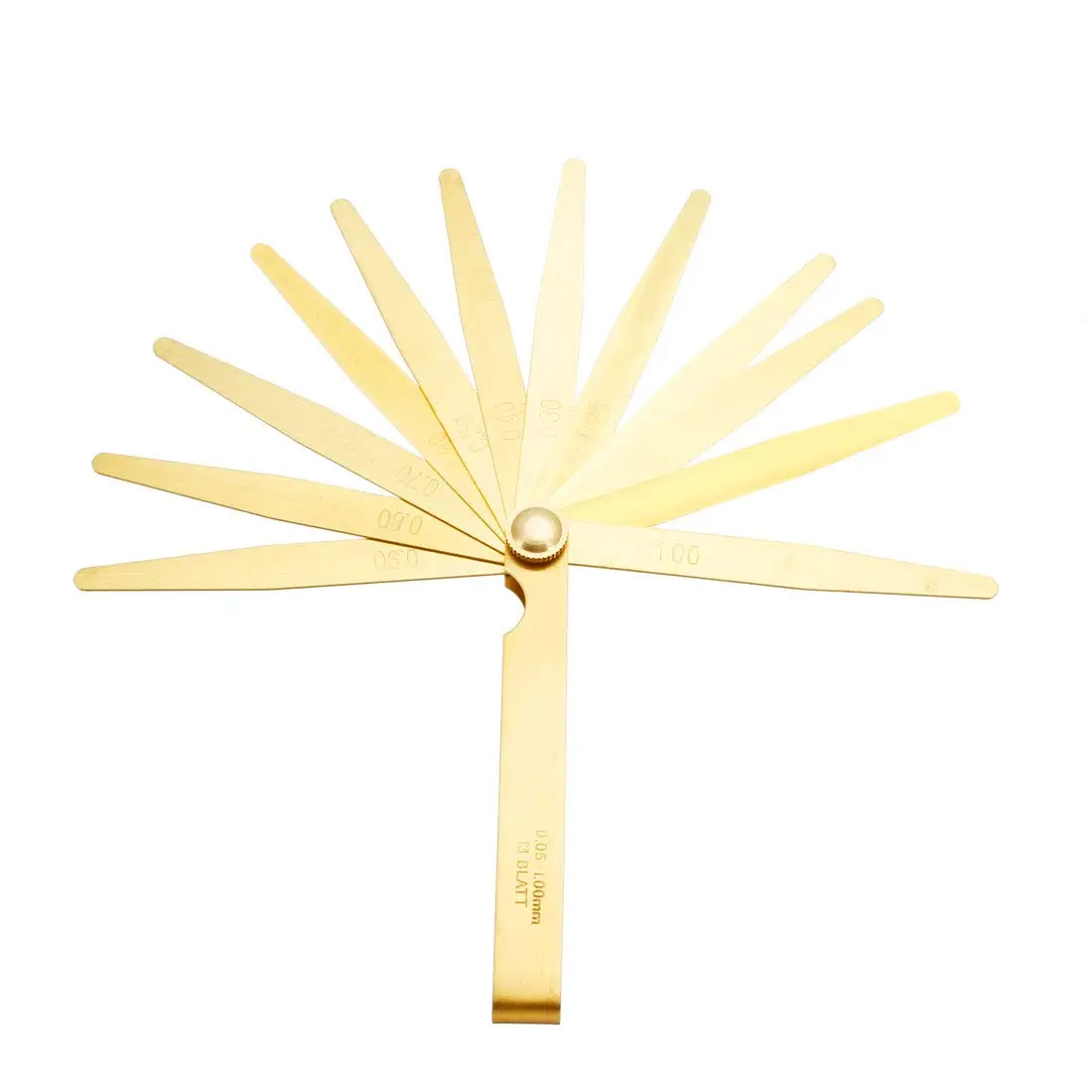 uxcell Metric Thickness Feeler Gauge 0.05-1mm 13 Blades Brass Measuring Tool | Precision Measurement for Gaps - main product image