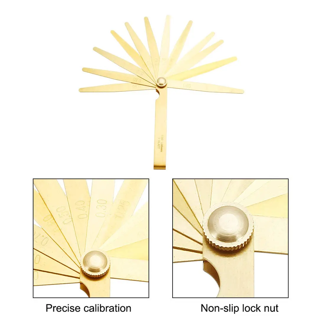 uxcell Metric Thickness Feeler Gauge 0.05-1mm 13 Blades Brass Measuring Tool | Precision Measurement for Gaps - view 5
