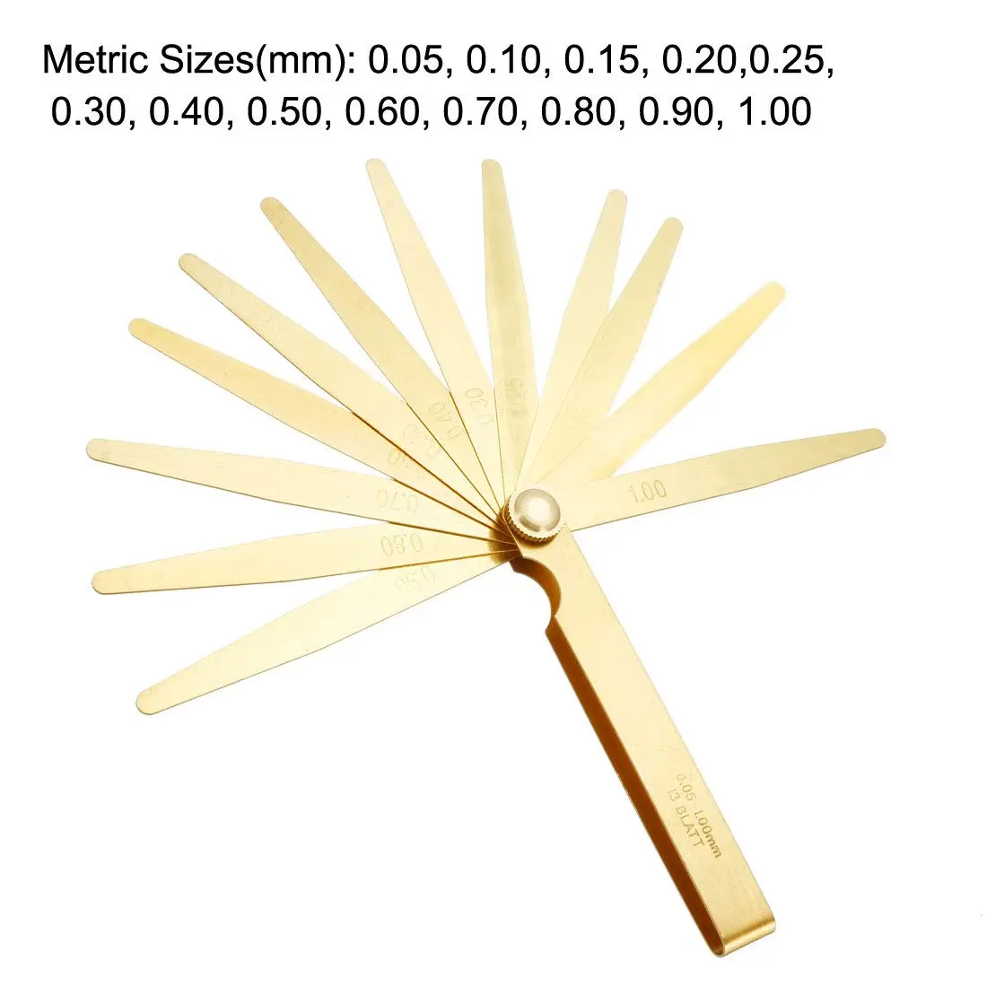 uxcell Metric Thickness Feeler Gauge 0.05-1mm 13 Blades Brass Measuring Tool | Precision Measurement for Gaps - view 2