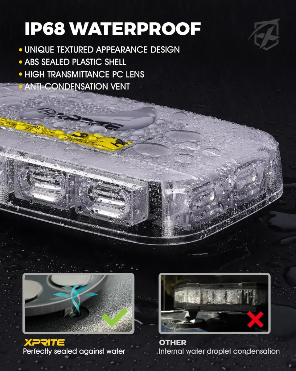 Xprite 12" 72LED Rooftop Strobe Light Bar Amber/White | High Visibility Emergency Beacon for 12V-24V Vehicles - view 3
