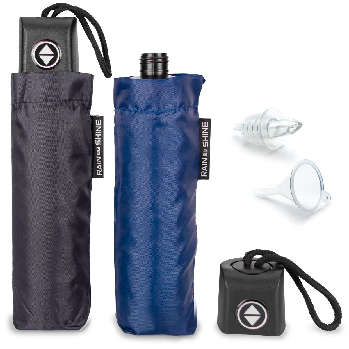 GoPong Rain or Shine Umbrella Flask 2 Pack (24 oz Total) | Hidden Alcohol Travel Flasks with Funnel & Spout - main product image