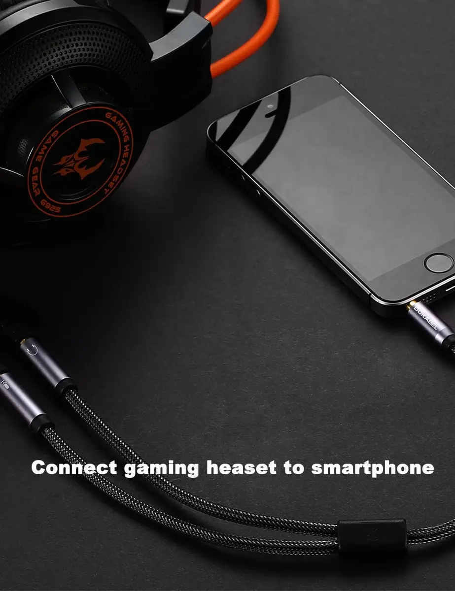 DUKABEL Long Headsets Splitter Adapter, Mic & Audio Y Cable - 1.2m | 3.5mm Dual Ports for PC & Devices - view 4