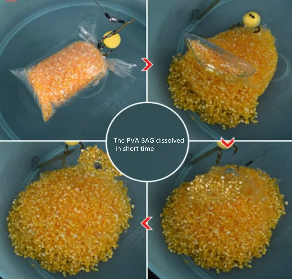 APZDFGIFCD 100Pcs PVA Water Soluble Fishing Bait Bags 10cm x 14cm | Dissolves Quickly in Cold Water - view 4