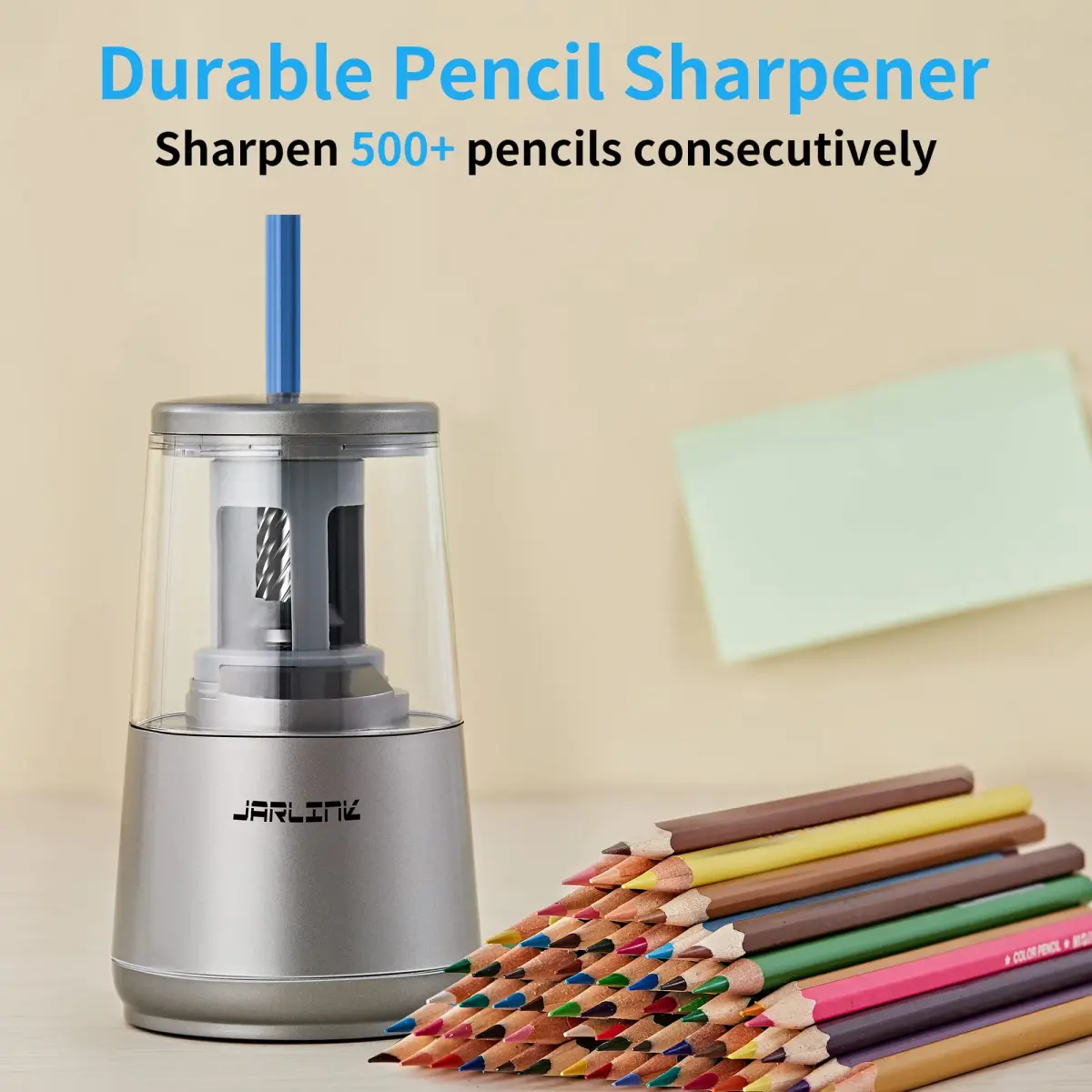 JARLINK Electric Pencil Sharpener Heavy Duty Helical Blade Auto Stop 13.2cm (5.2in) | Fast Sharpening for Students & Artists - view 6