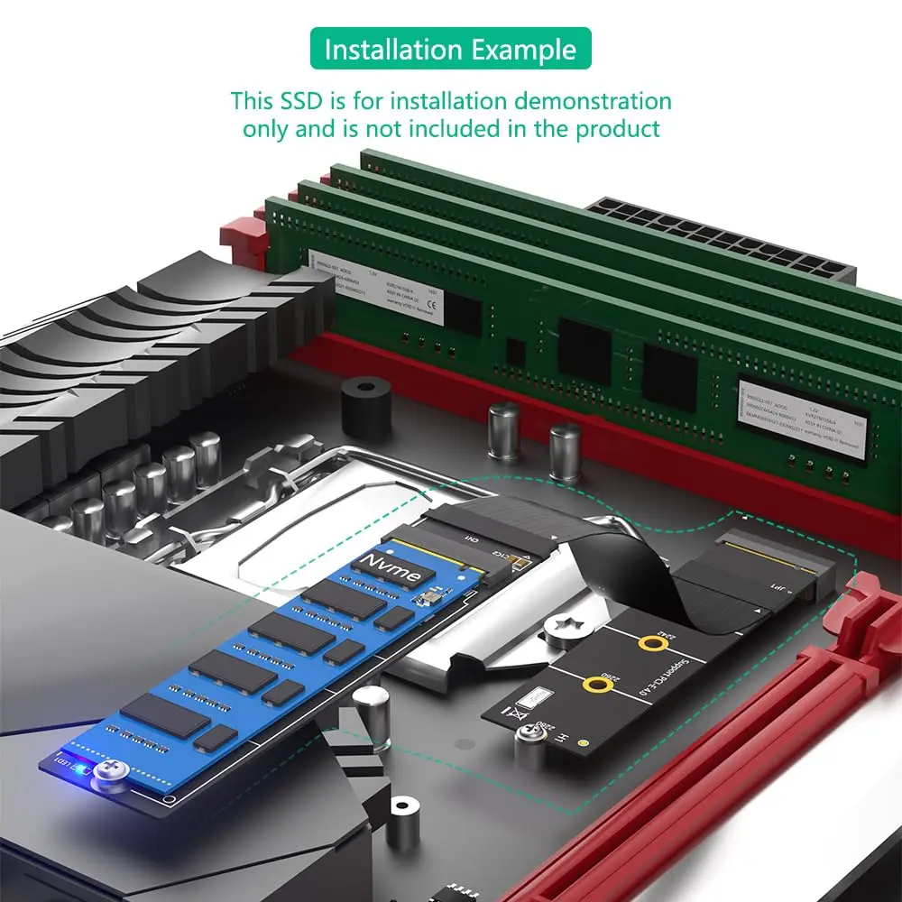 Sintech M.2 NVME Extender,NGFF M-Key PCIe 3.0/4.0 SSD Extension Card with 20cm Soft-PCB Cable - view 6