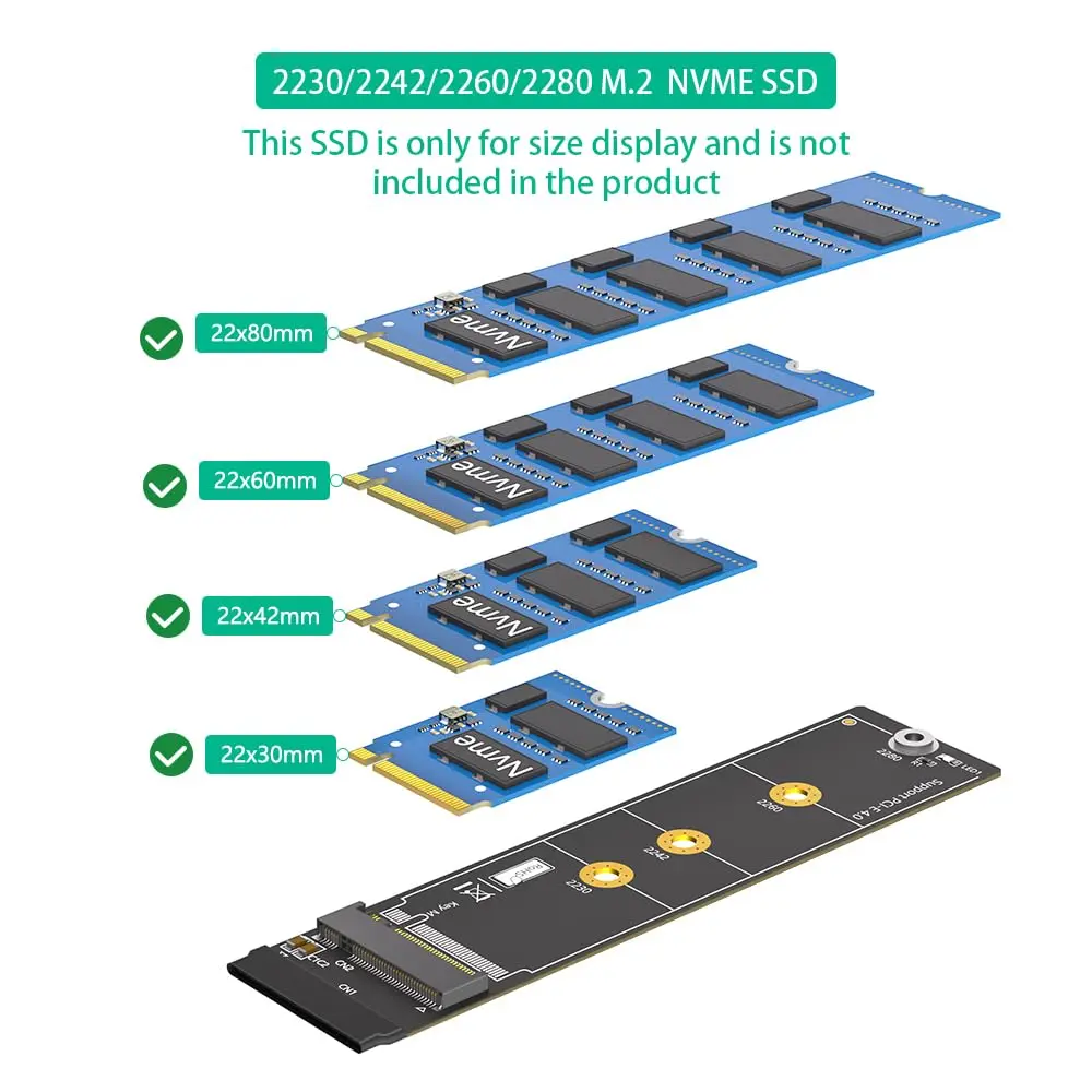 Sintech M.2 NVME Extender,NGFF M-Key PCIe 3.0/4.0 SSD Extension Card with 20cm Soft-PCB Cable - view 4
