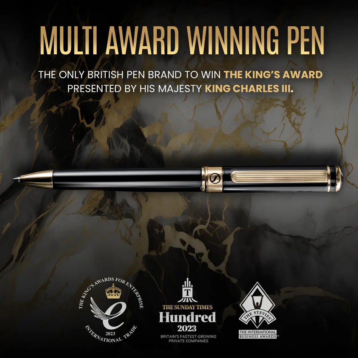 Scriveiner Black Lacquer Ballpoint Pen -Luxury Executive Brass Writing Instrument, Gold Plated, Schmidt Refill, Gift Set (1 Count, 140mm) - view 9