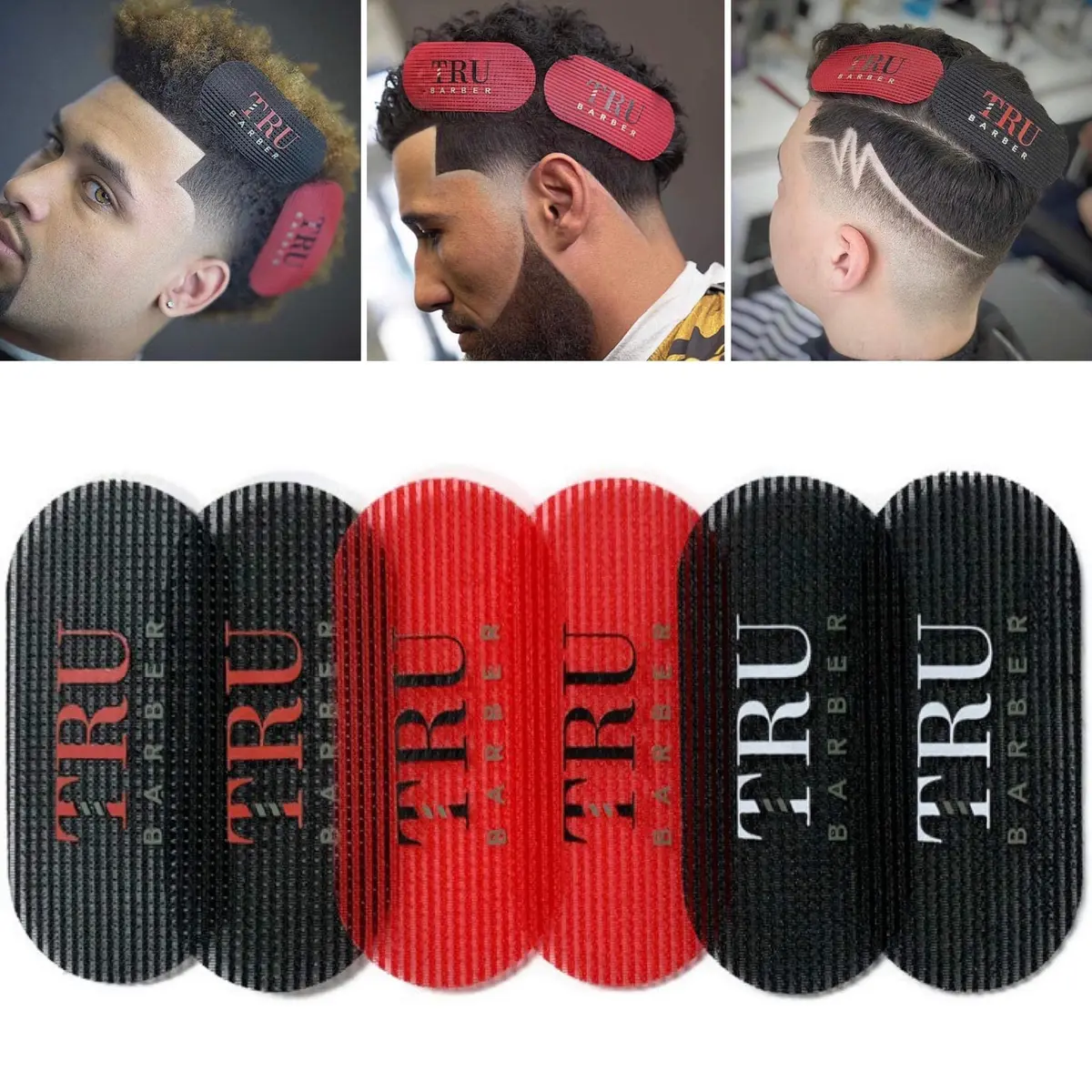 TRU BARBER Hair Grippers 6 Pcs (Black/Red) | No-Slip Styling Clips for All Hair Types - view 2
