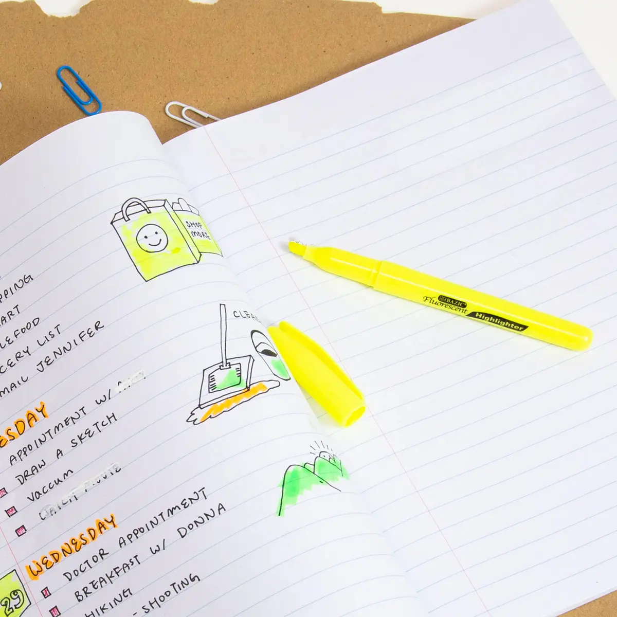 BAZIC PRODUCTS Yellow Pen Style Highlighters 5 Ct | Chisel Tip, Fluorescent Yellow, Pen-Style, Bulk Pack - view 7