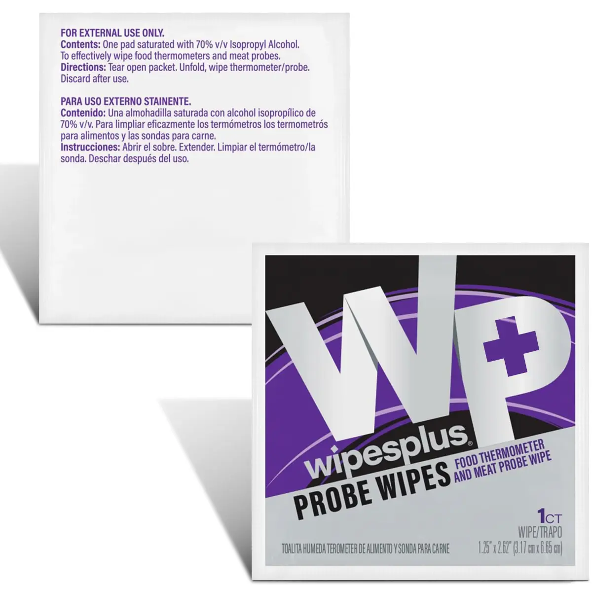 WIPESPLUS Thermometer Sanitizing Wipes - Probe Wipe Sachet - 100 Count | Food Contact Safe, No-Rinse Formula - view 2