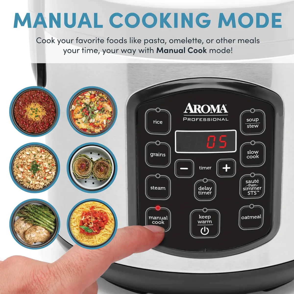 AROMA Professional 8-Cup Digital Rice & Grain Multicooker 2Qt | Versatile Cooking with Sauté-then-Simmer STS® - view 2