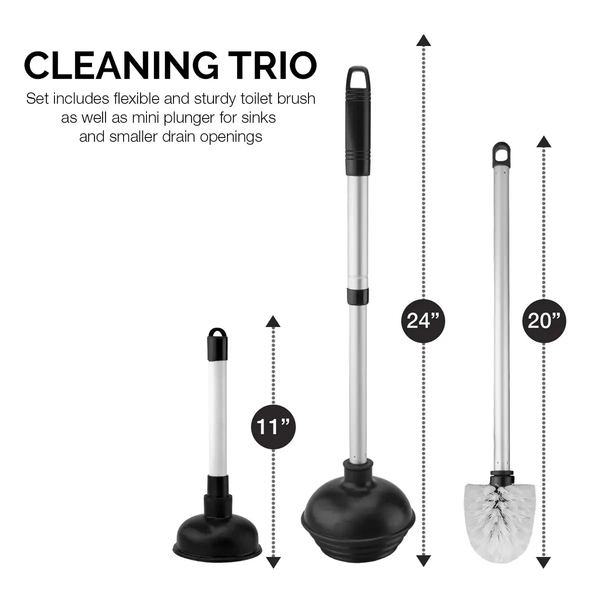 NEIKO Toilet Plunger Set, 4 Piece | All-Angle Design with Telescopic Handle for Bathroom - view 5