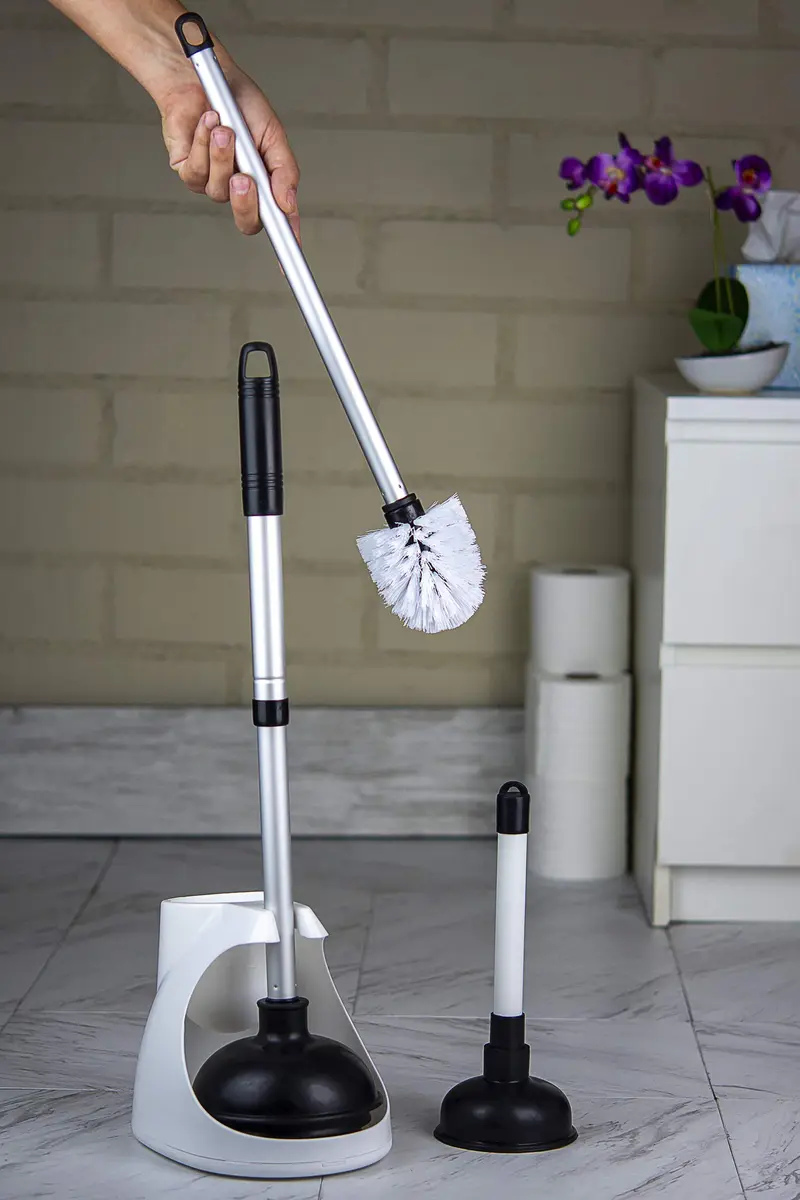 NEIKO Toilet Plunger Set, 4 Piece | All-Angle Design with Telescopic Handle for Bathroom - view 8