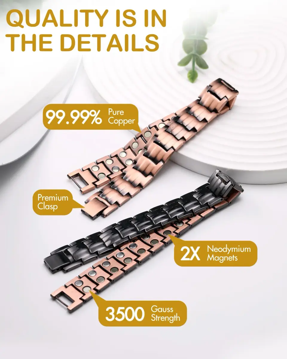 Feraco Copper Magnetic Bracelet for Men | 22cm (8.66") - view 4