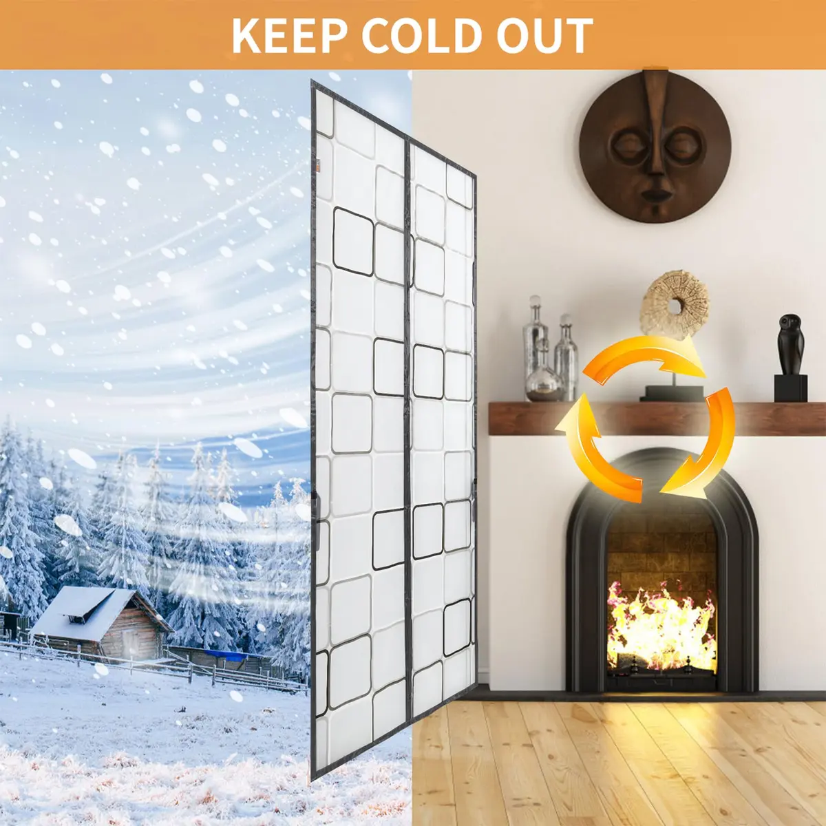 PICK FOR LIFE Insulated Magnetic Door Curtain 36x82 inches | Thermal Winter Door Cover with Magnetic Closure - view 6