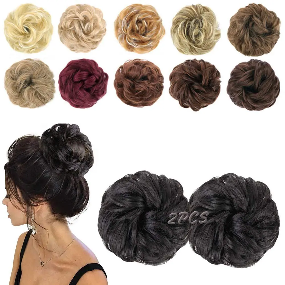 MORICA 2PCS Messy Bun Hair Piece for Women, Natural Black | Thick Volum Bun Synthetic Hair Extension - main product image
