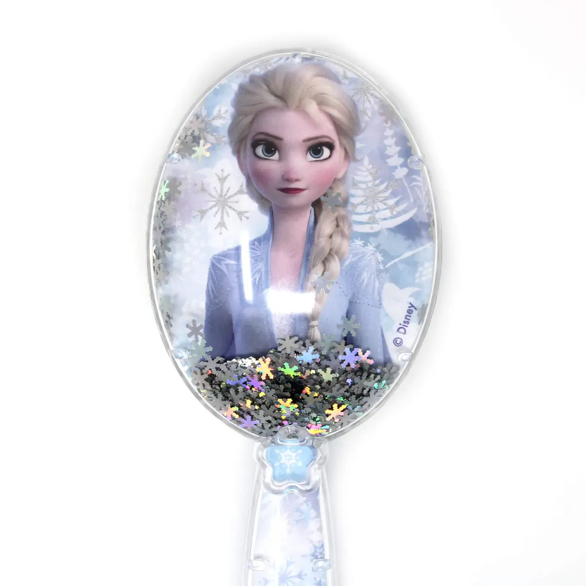 LUV HER Disney Frozen II Girls Snowflake Confetti Hair Brush featuring Elsa, Silver - Ages 3+ | Gentle Detangling for Kids - view 3