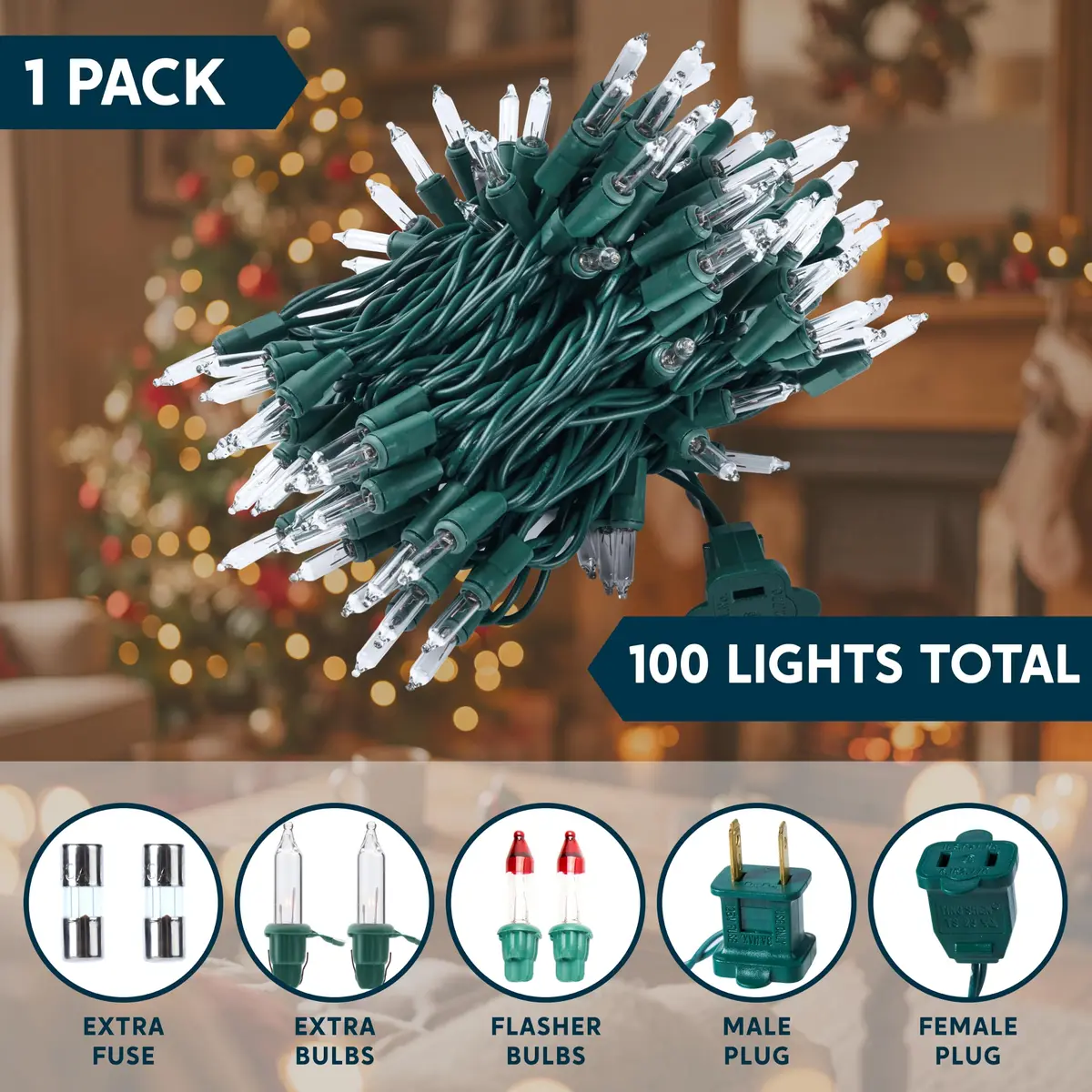 Joiedomi Clear Christmas String Lights Indoor,100 Count Mini White Fairy Light 19.4 FT | UL588 Certified for Festive Decor - view 7