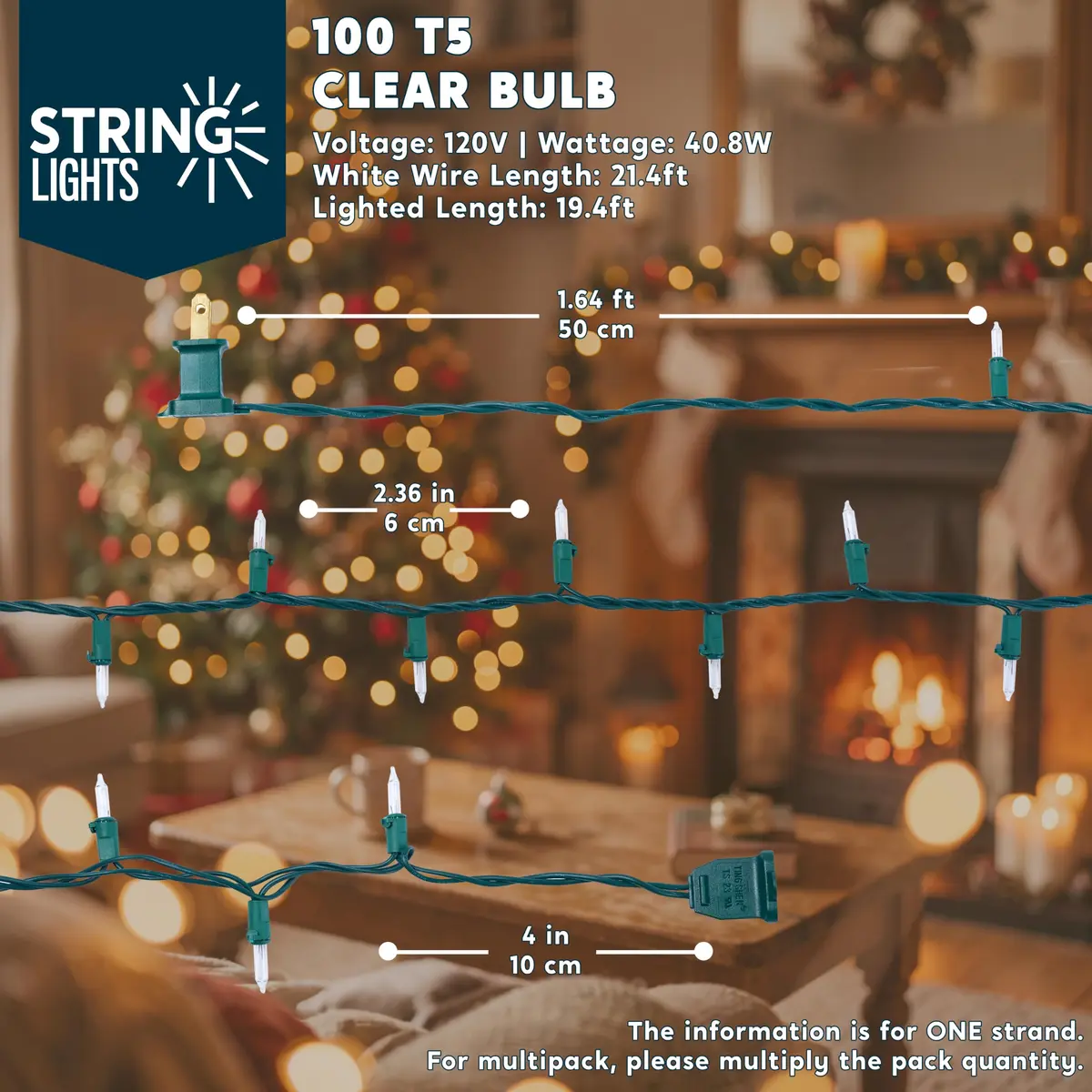 Joiedomi Clear Christmas String Lights Indoor,100 Count Mini White Fairy Light 19.4 FT | UL588 Certified for Festive Decor - view 8