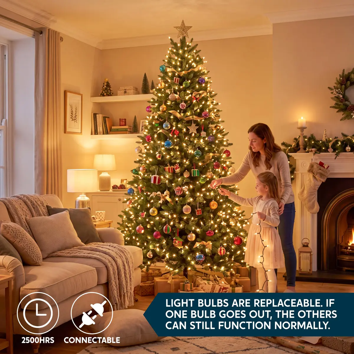 Joiedomi Clear Christmas String Lights Indoor,100 Count Mini White Fairy Light 19.4 FT | UL588 Certified for Festive Decor - view 2