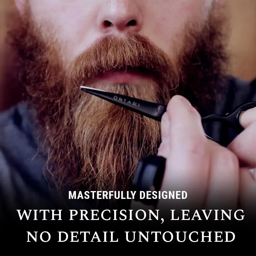 Ontaki 5" Black German Steel Beard & Mustache Scissors (3-Pack) | Precision Styling for Men - view 5