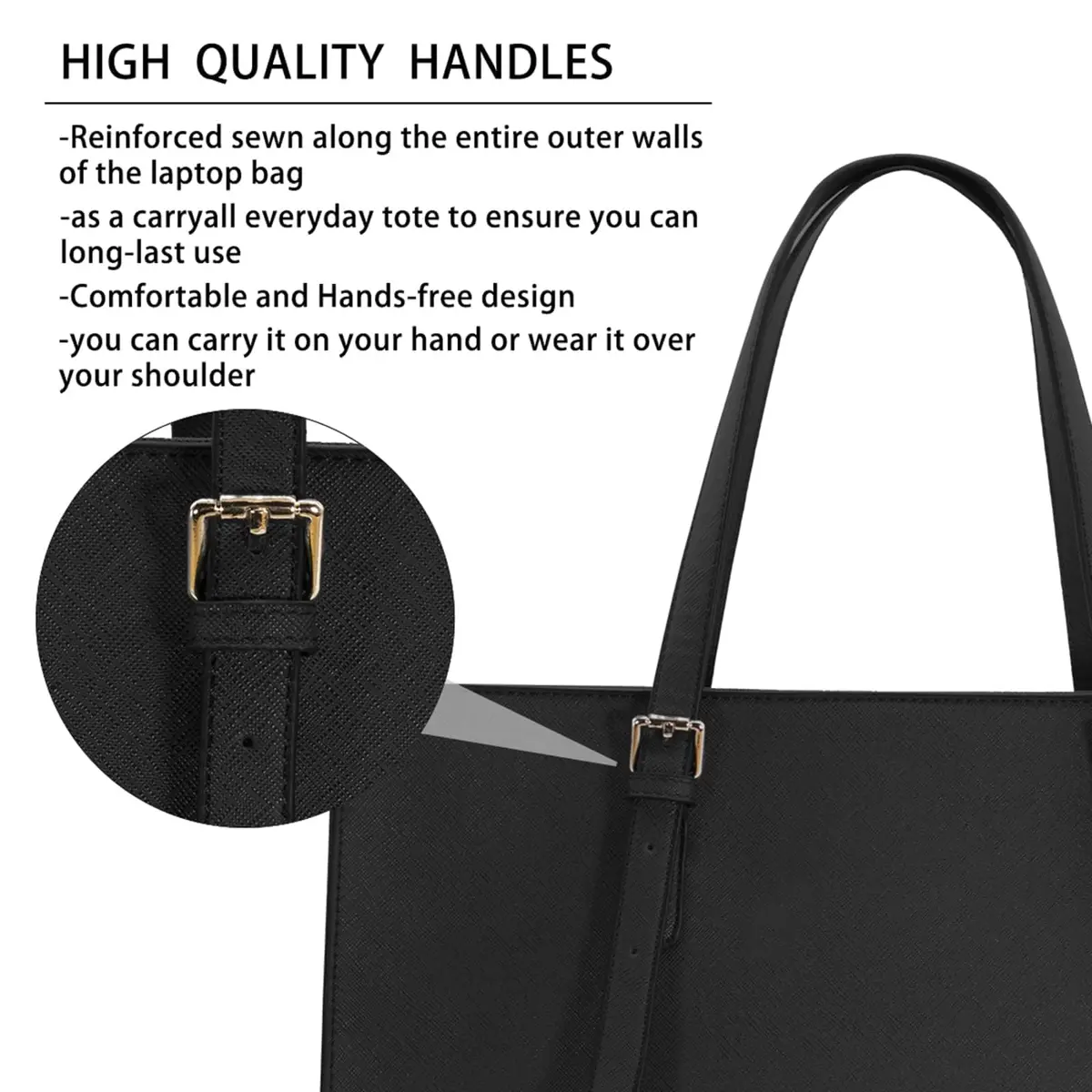 NUBILY Laptop Bag for Women 15.6" Vegan Leather Tote | Water-Resistant, Lightweight & Stylish - view 6